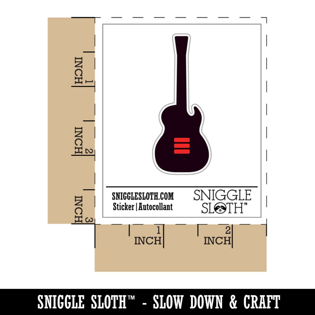 Electric Guitar Silhouette Waterproof Vinyl Phone Tablet Laptop Water Bottle Sticker Set - 5 Pack